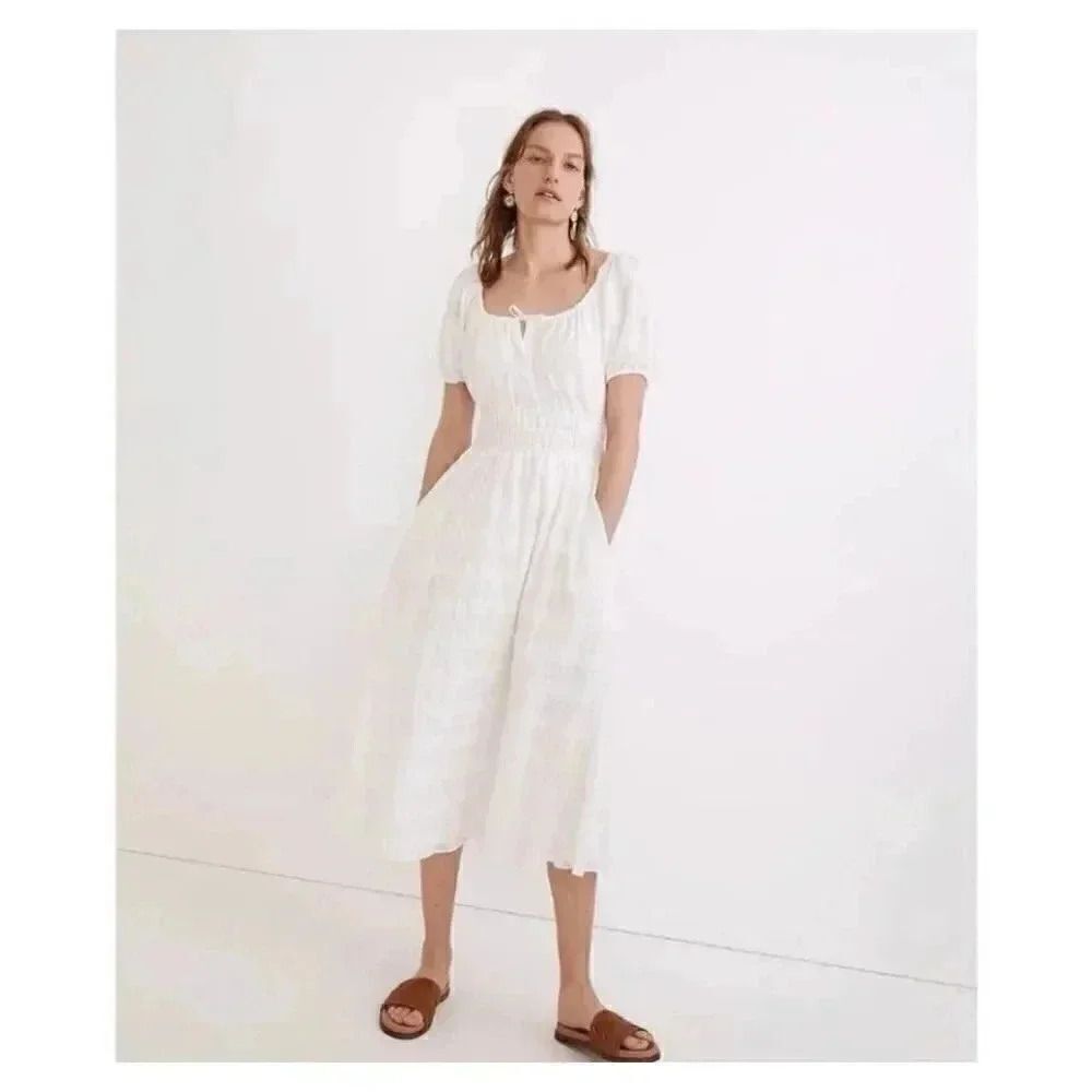 Madewell Women's Sophia Midi Dress in Seersucker Check size XS #1830